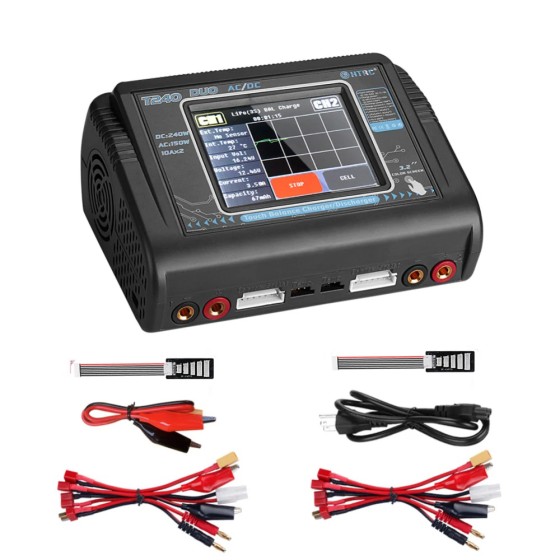Wholesale HTRC T240 Battery Charger Dual Channel High Power AC 150W 240W for Liion LiFe LiHV NiCd NiMH PB Smart Battery